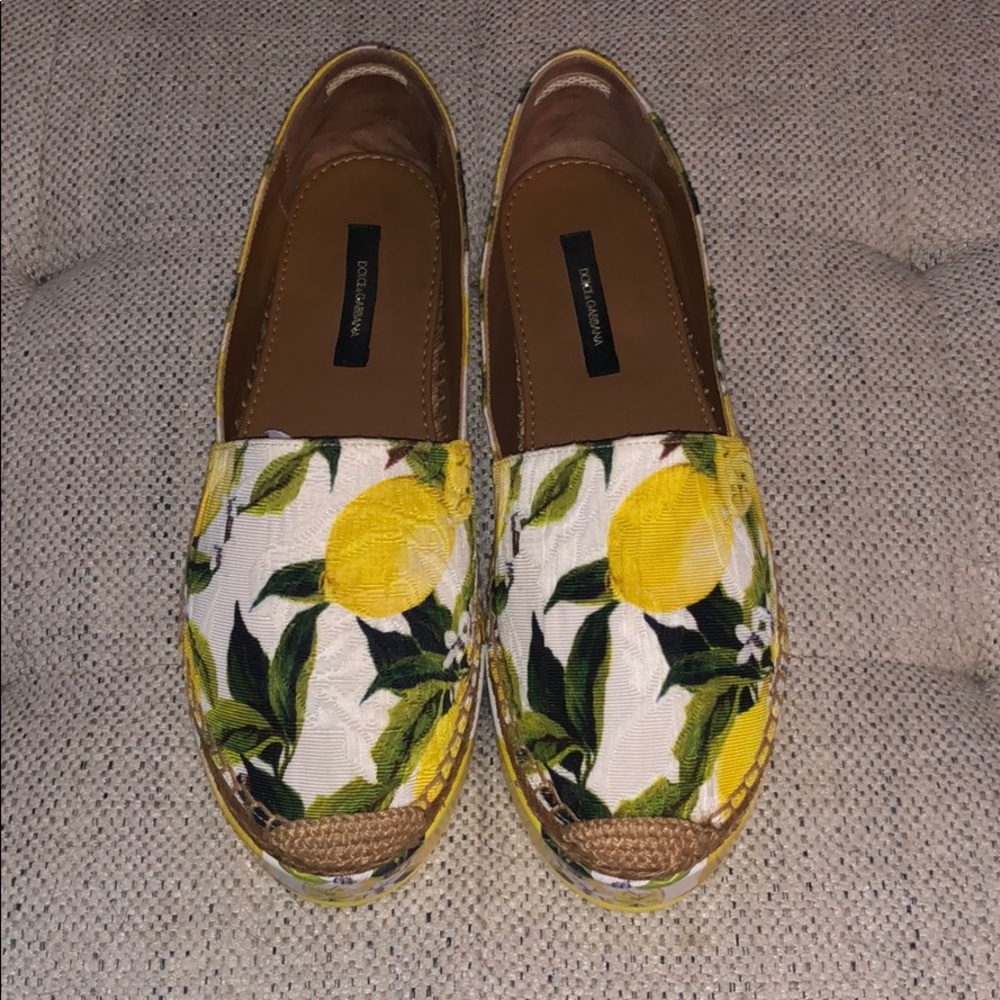 Dolce & Gabbana Lemon Platform Espadrille Flats